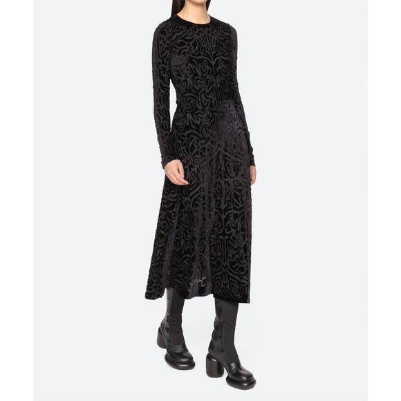 NEW SEA julie velvet midi skirt in black